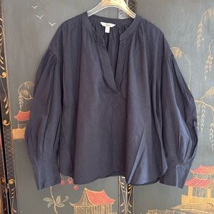 Banana Republic Black Poplin Bishop-Sleeve Top blouse size extra large
